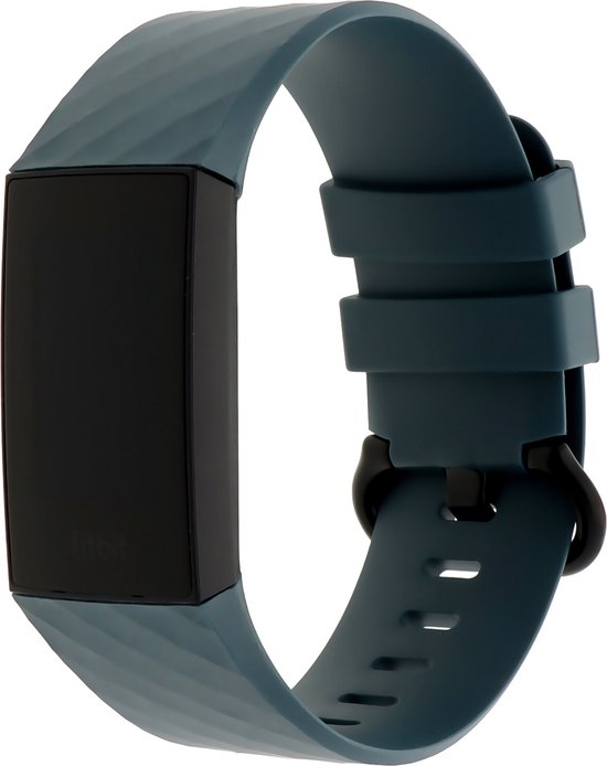 Sport Wafel Band - Leisteen (Grijs) - Maat: SM - Horlogebandje, Armband - Geschikt voor Fitbit Charge 3 & 4 - Merkloos