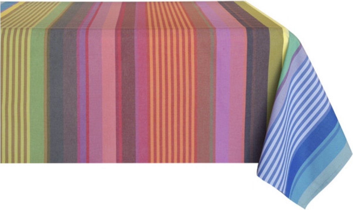 Kleurmeester.nl | Tafelkleed met coating Surfing - katoen| 155 cm x 250 cm | Multicolor Gestreept