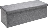Casaria Zitbank met Opbergruimte - 80x40x40cm 100L Linnen Look – Lichtgrijs