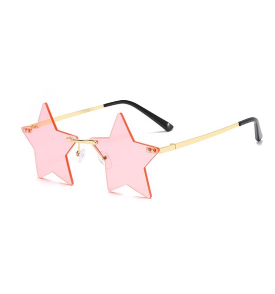 Freaky Glasses - Ster zonnebril - Festival rave bril - Heren - Dames - Roze lenzen van Freaky Glasses — afbeelding 2