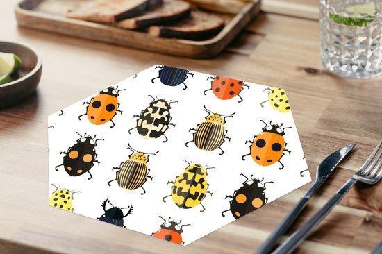 Napperons de table hexagon - Sets de table Sets de table - Set de table hexagone - Scarabée - Insectes - Design - 8 pièces