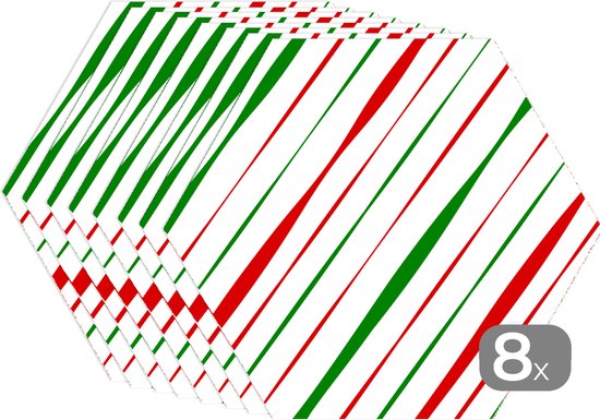 Napperons de table hexagon - Sets de table sets de table - Set de table hexagone - Motifs - Noël - Rayures - 8 pièces - Noël - Cadeau - Cadeau de Noël homme, femme et enfant