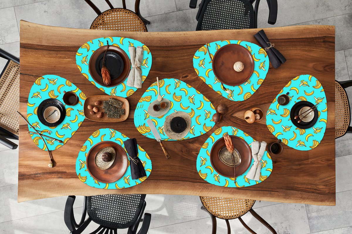 Placemat organisch - Placemats organic - Onderleggers - Design - Banaan - Fruit - Patroon - 10 stuks