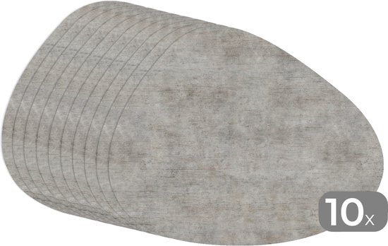 Set de table bio - Napperons bio - Sets de table - Imprimé béton - Ancien - Grijs - Motifs - 10 pièces