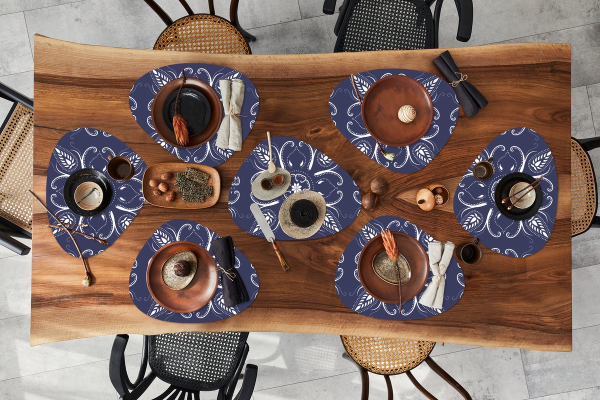 Placemat organisch - Placemats organic - Onderleggers - Design - Mandala - Bohemian - 8 stuks