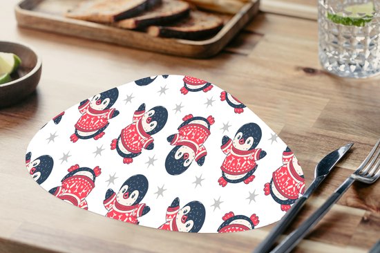Set de table bio - Napperons bio - Sets de table - Pingouin - Motifs - Etoiles - 8 pièces