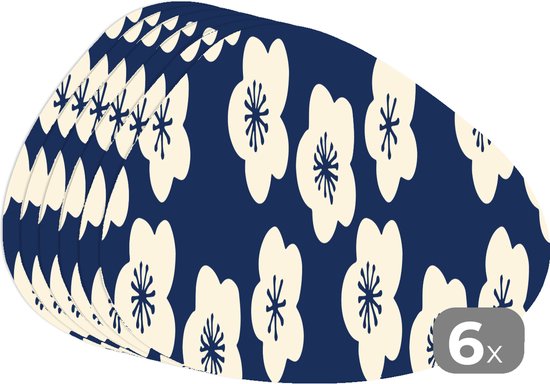 Set de table bio - Napperons bio - Sets de table - Sakura - Wit - Motif - Japon - 6 pièces