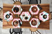 Placemats hexagon - Onderleggers placemats - Placemat zeshoek - Eenhoorn - Donut - Baby - 8 stuks
