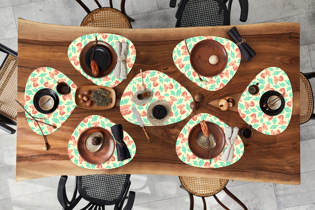 Placemat organisch - Placemats organic - Onderleggers - Jungle - Patronen - Koala - Dier - 10 stuks