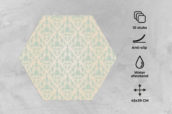 Napperons hexagon - Sets de table - Set de table hexagone - Damassé - Vintage - Pastel - Design - 10 pièces