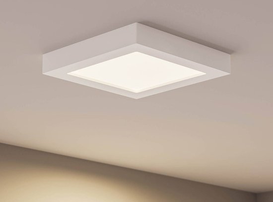 PRIOS - LED plafondlamp - 1licht - Polycarbonaat, aluminium - H: 3.5 cm - wit - Inclusief lichtbron