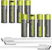 Piles rechargeables AA 1,5 Volt 2600 mWh avec câble de charge USB Type-C - Choix durable - Pile AA au lithium - 8 pièces