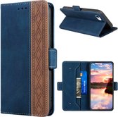 Hoesje geschikt voor Samsung Galaxy A12 hoesje - Bookcase - Pasjeshouder - Portemonnee - Patroon - Kunstleer - Donkerblauw/Bruin