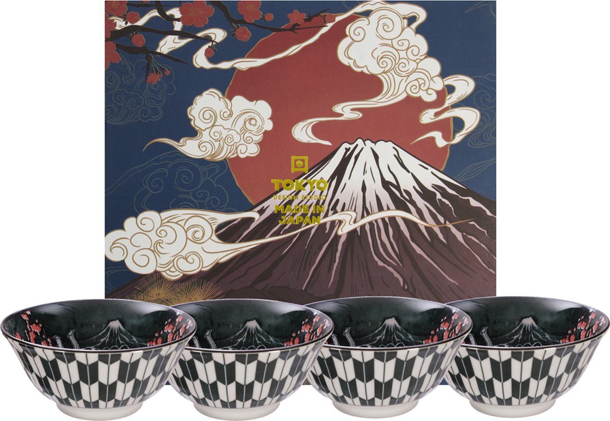 Tokyo Design Studio - Kabuki - Kommen Set - 4 stuks - 14,8x7cm 550ml