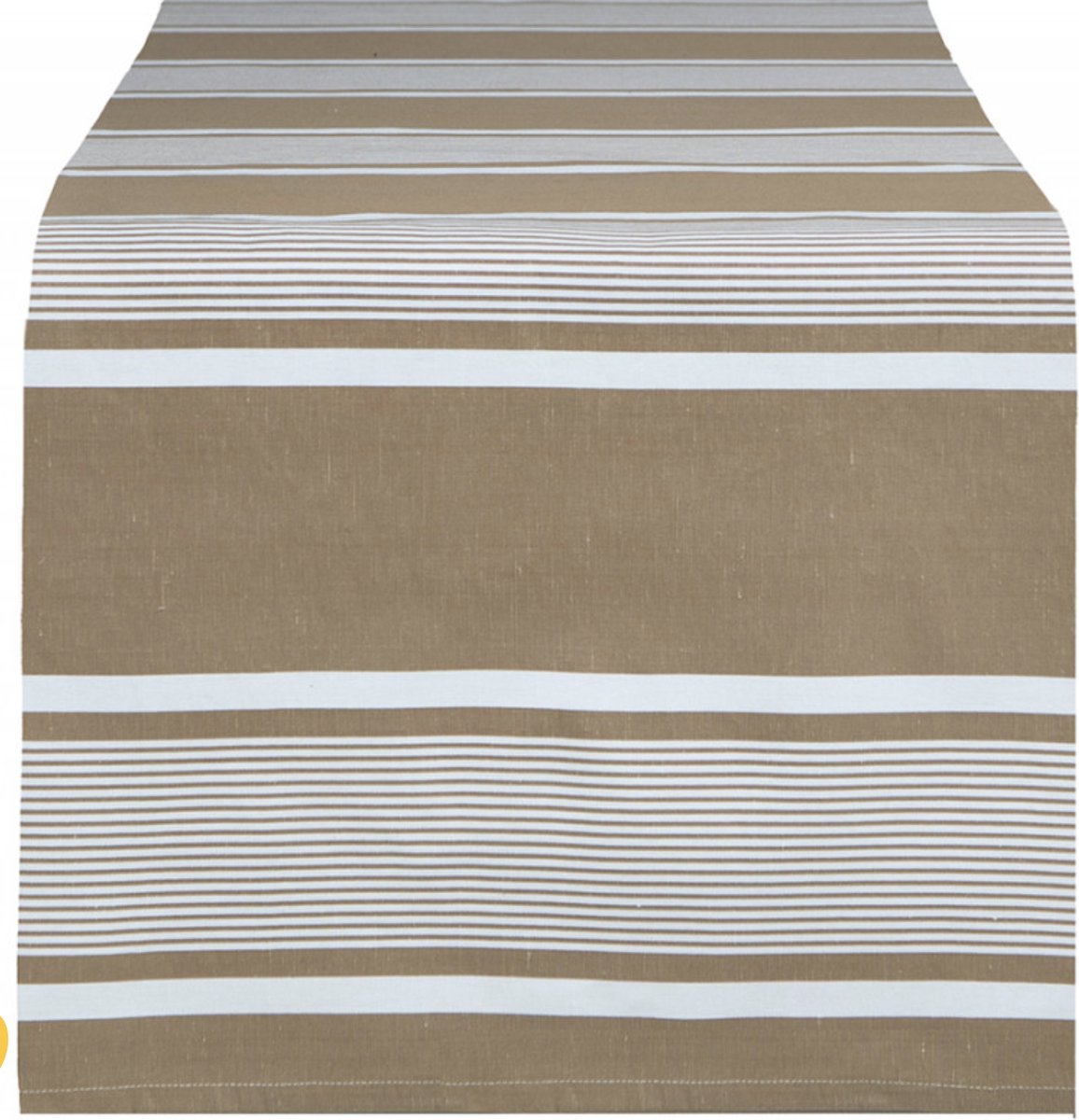 Kleurmeester.nl | Tafelloper taupe wit Yvonne - Katoen-Linnen | 50 cm x 170 cm | Taupe wit Gestreept