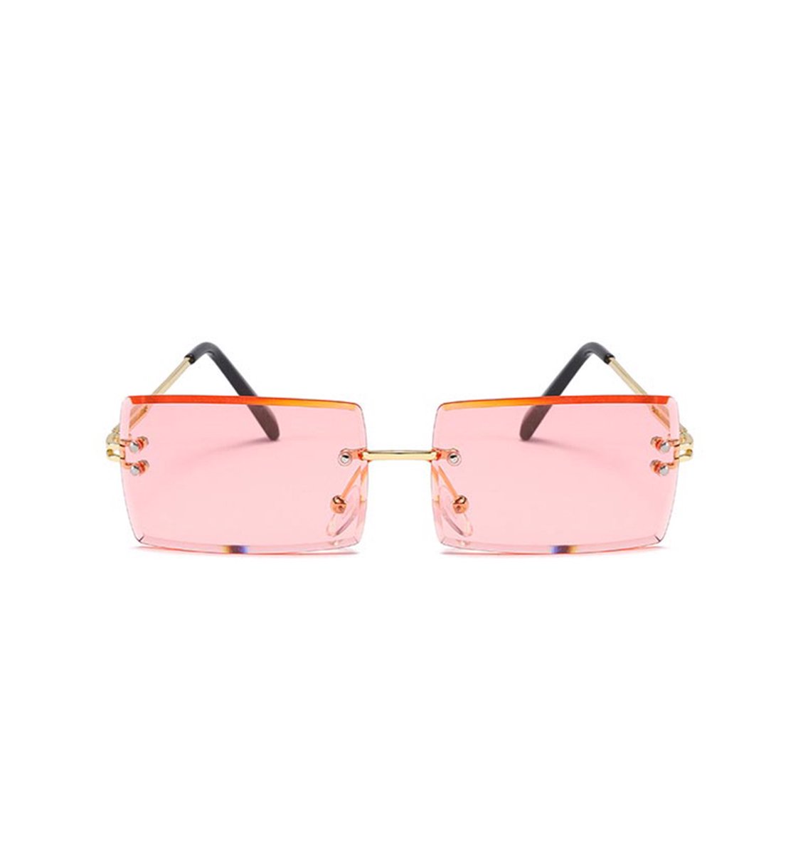 Freaky Glasses - Zonnebril rechthoekig - Festivalbril - Bril - Feest - Glasses - Heren - Dames - Unisex - Kunststof - roze