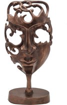 Deco4yourhome® - Masker op Standaard - Metaal - Antiek Koper - 37cm - Vintage Copper