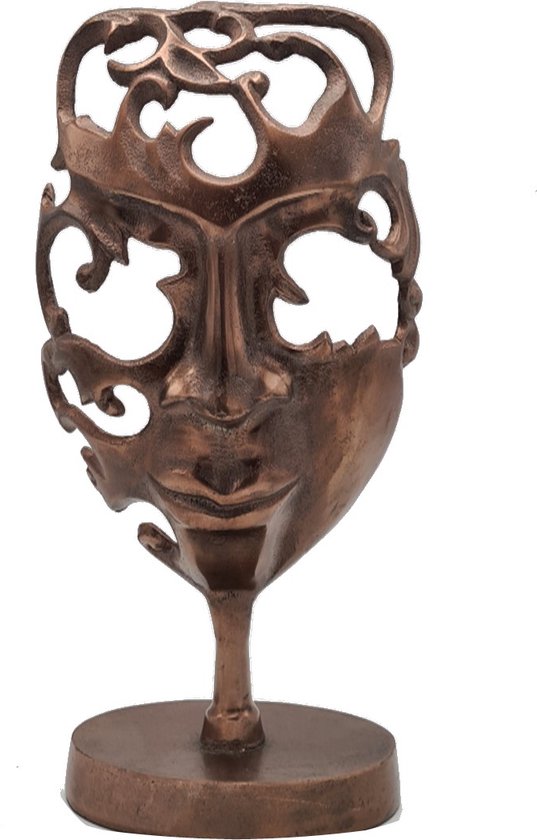 Deco4yourhome® - Masker op Standaard - Metaal - Antiek Koper - 37cm -  Vintage Copper | bol