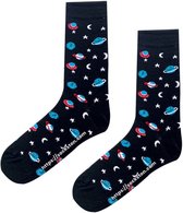 2 paren Galaxy Space Planet UFO Socks - Black - Kinderen sokken- Vrolijke Sokken
