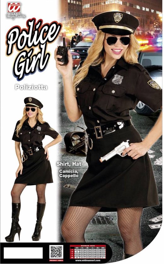 Blouse de policier noire avec casquette pour femme - Déguisements adultes