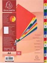 Exacompta tabbladen voor ft A4, uit PP, van A tot Z, 20 tabs, met indexblad, geassorteerde kleuren 20 stuks