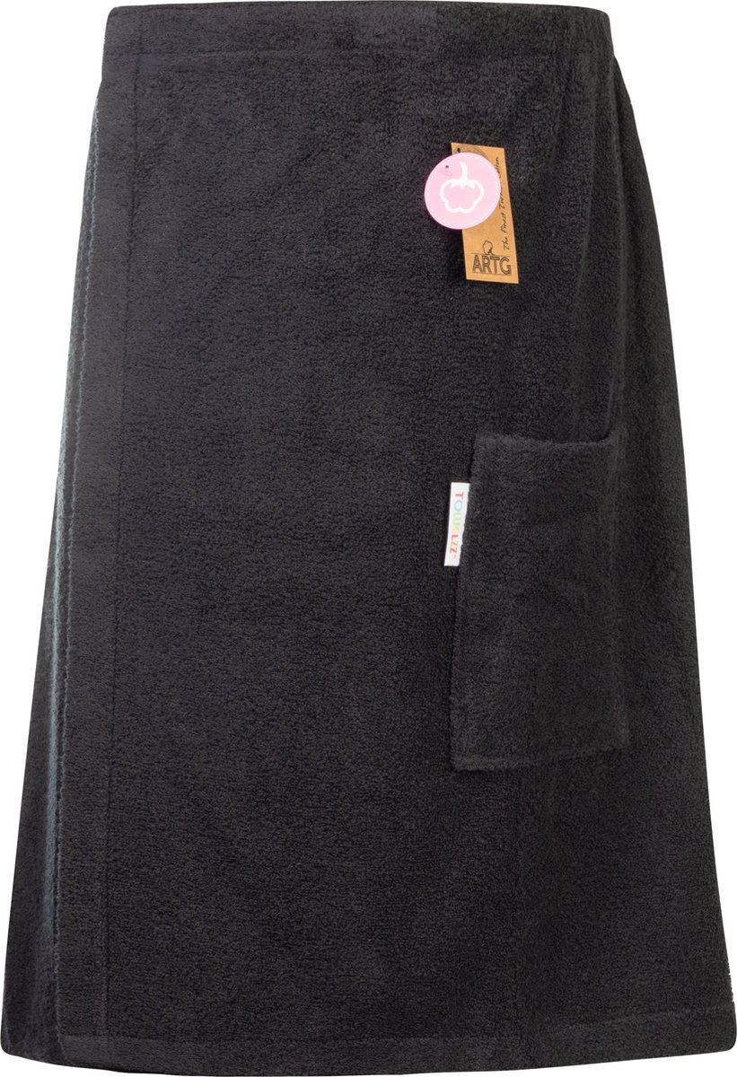 ARTG® Towelzz - Sauna Kilt - Heren - met klittenband - Zwart - Black - ( tot 135 cm heupomvang)