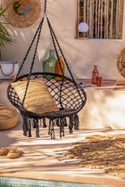 ZoeZo Design - Hangstoel - hangmat - voor binnen of buiten - Boho stoel - Ibiza stoel - Ø 60/80 cm - zwart