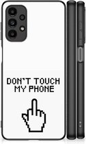 Hoesje Geschikt voor Samsung Galaxy A13 4G Leuk TPU Back Case met Zwarte rand Finger Don't Touch My Phone