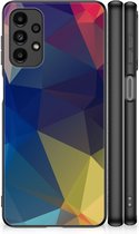 Siliconen Back Cover Geschikt voor Geschikt voor Samsung Galaxy A13 4G Telefoon Hoesje met Zwarte rand Polygon Dark