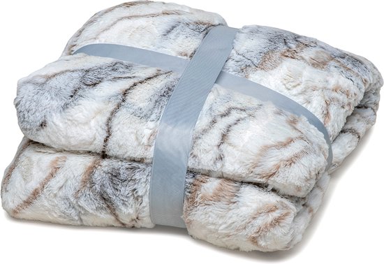 Wicotex -Plaid deken - Fleece Plaid Marble gemêleerd - Afmeting 150x200cm - Zacht en warme Fleece deken - Plaidfleece