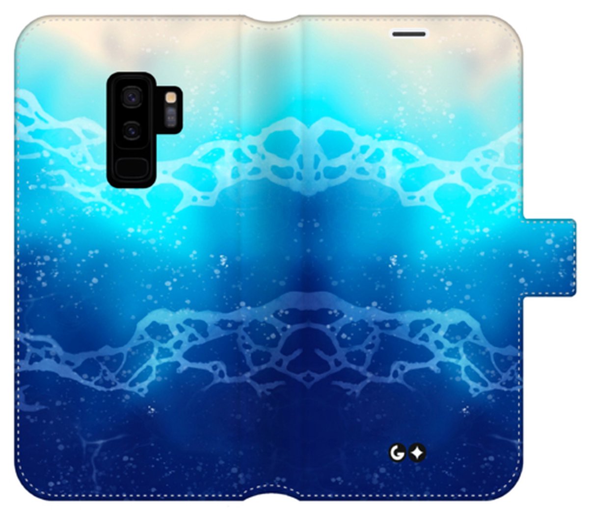 Telefoonhoesje geschikt voor Samsung Galaxy S9 Plus - Portemonneehoesje - met pasjeshouder en magneetsluiting - Natuurcollectie - Sea Foam - Blauw