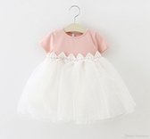 Baby feestjurk - Wit – Rose - Zomer jurk - Princes jurk – maat 86 (12-18 manden)