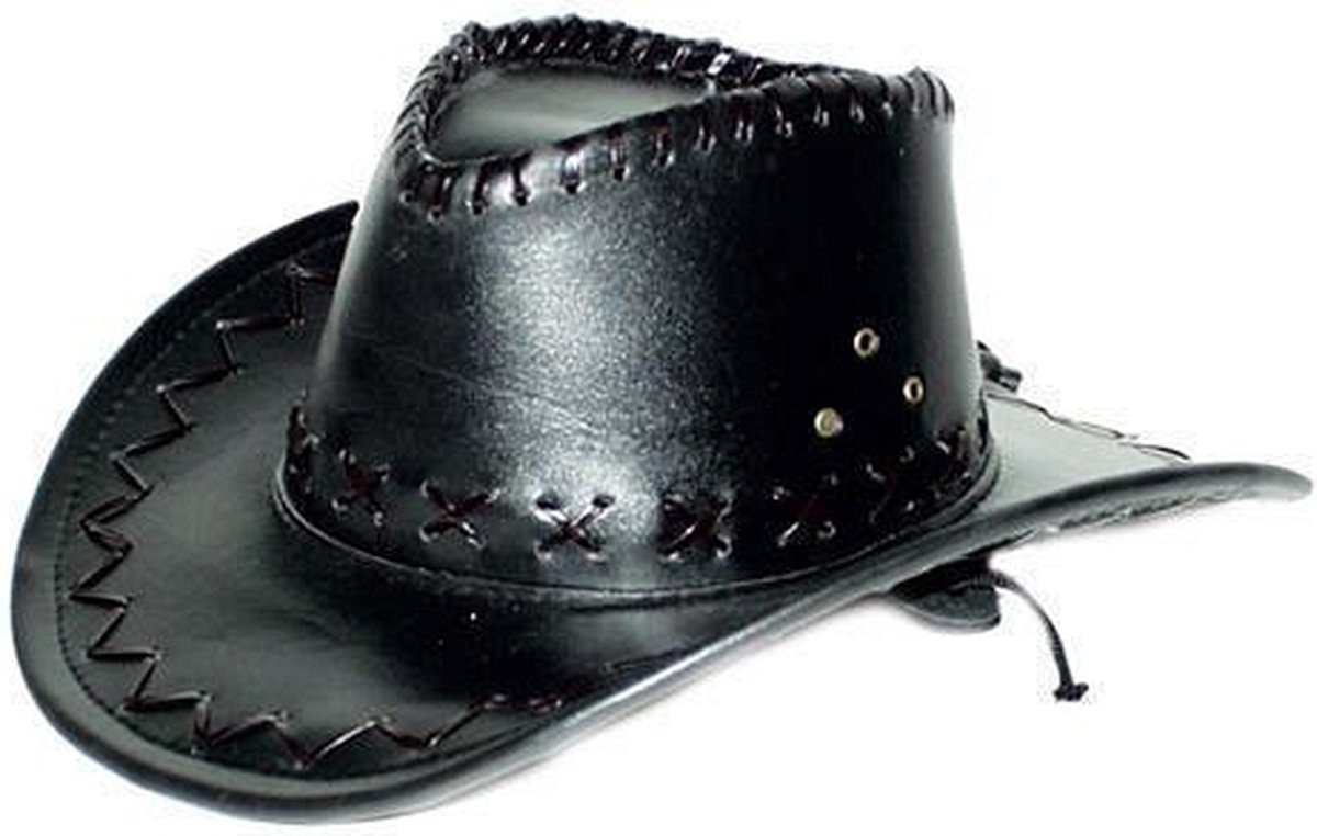 Zwarte lederlook cowboyhoed