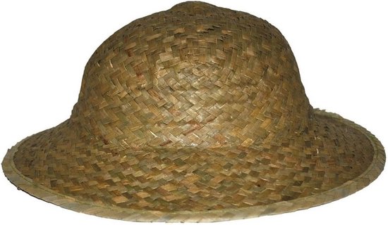 Tropenhelm - safari helmhoed - riet - volwassenen - verkleed hoeden