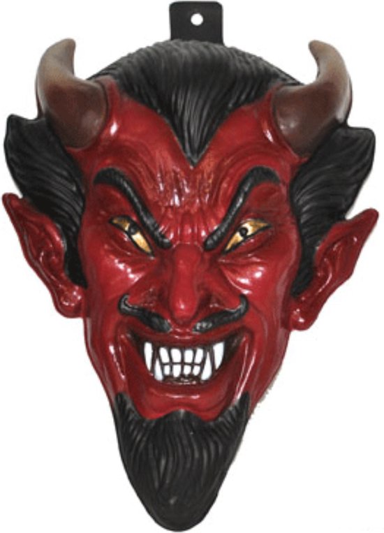 Foto: Halloween horror party plastic duivel wand muur versiering masker 28 x 41 cm