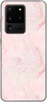 Geschikt voor Samsung Galaxy S20 Ultra hoesje - Marmer print - Roze - Glitter - Goud - Patronen - Siliconen Telefoonhoesje