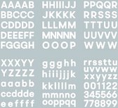 plakletters wit | alfabet stickers | met cijfers | hoogte 4 cm