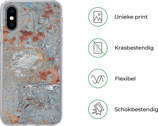 Coque pour iPhone X - Imprimé rouille - Peinture - Métal - Coque en Siliconen téléphone -