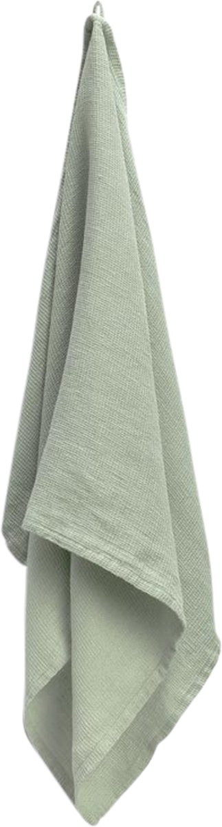 Yumeko handdoek gewassen linnen wafel misty groen 70x140 - 1 st - Biologisch & ecologisch