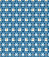 Vaessen Creative CoCo-ton katoen stof - 45x50cm - retro - blauwe Bloemen