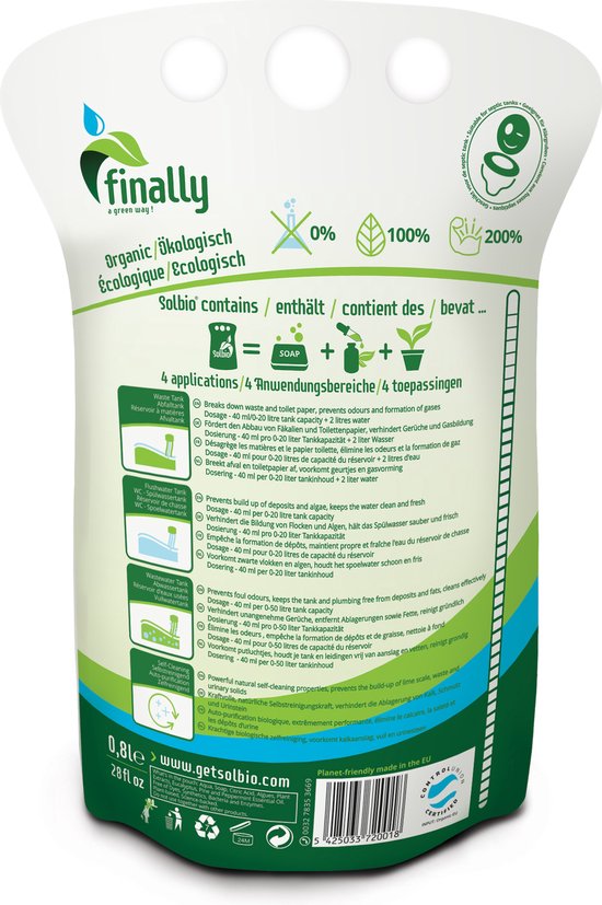 Solbio Original 800 ML (klein) - biologische toiletvloeistof - 100% Natuurlijk - 20 Doseringen van Solbio — afbeelding 2
