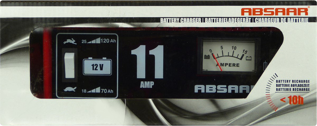 Absaar Acculader 12 Volt 18-120 Ah 11 Ampère Rood | bol.com