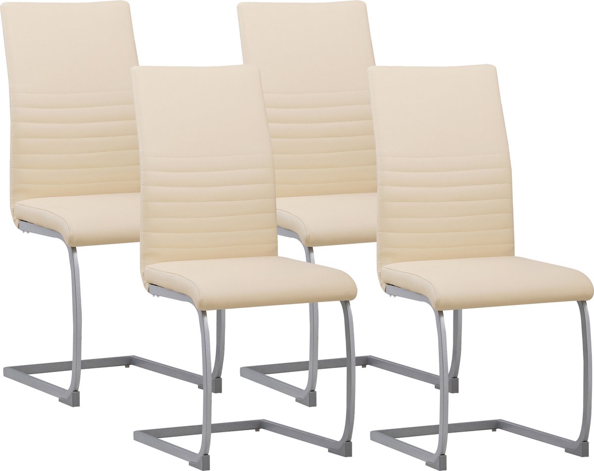 ALBATROS Sledestoel Murano, Beige - Schommelstoel Set van 4 met Modern Ontwerp en Kunstleren Bekleding - Keukenstoel, Gestoffeerde Eetkamerstoel, Eettafelstoel