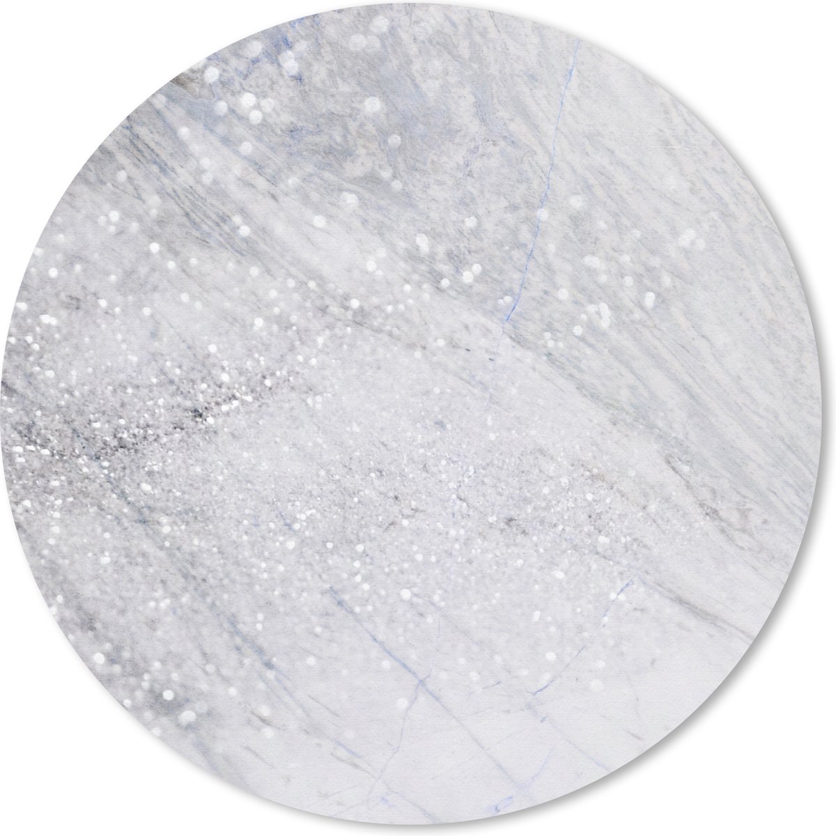 Muismat rond 20x20 cm - Mousepad Marmer - Glinster - Zilver - Ronde muismatten