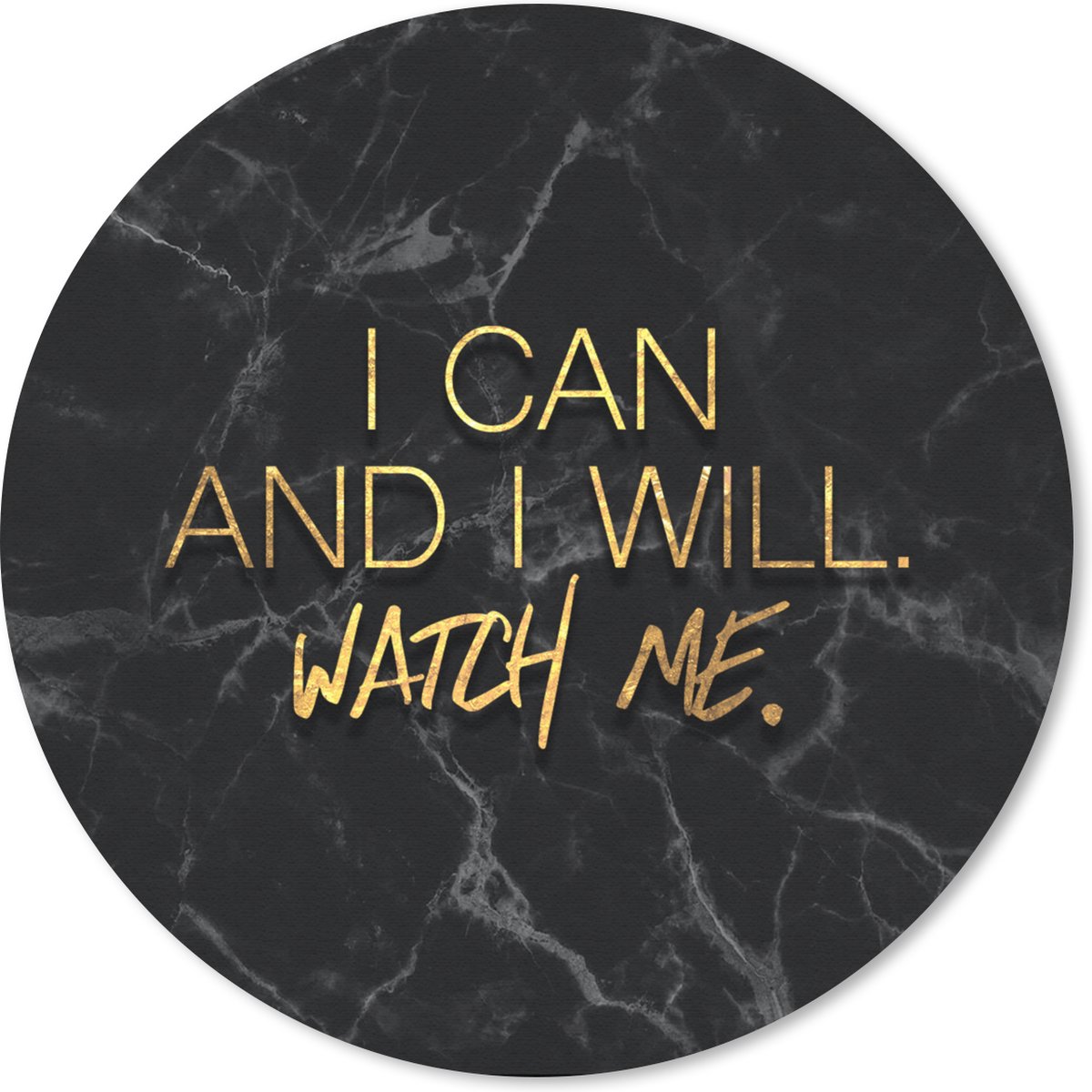 Muismat rond 40x40 cm - Mousepad Quotes - Zelfvertrouwen - Goud - Marmer print - Ronde muismatten