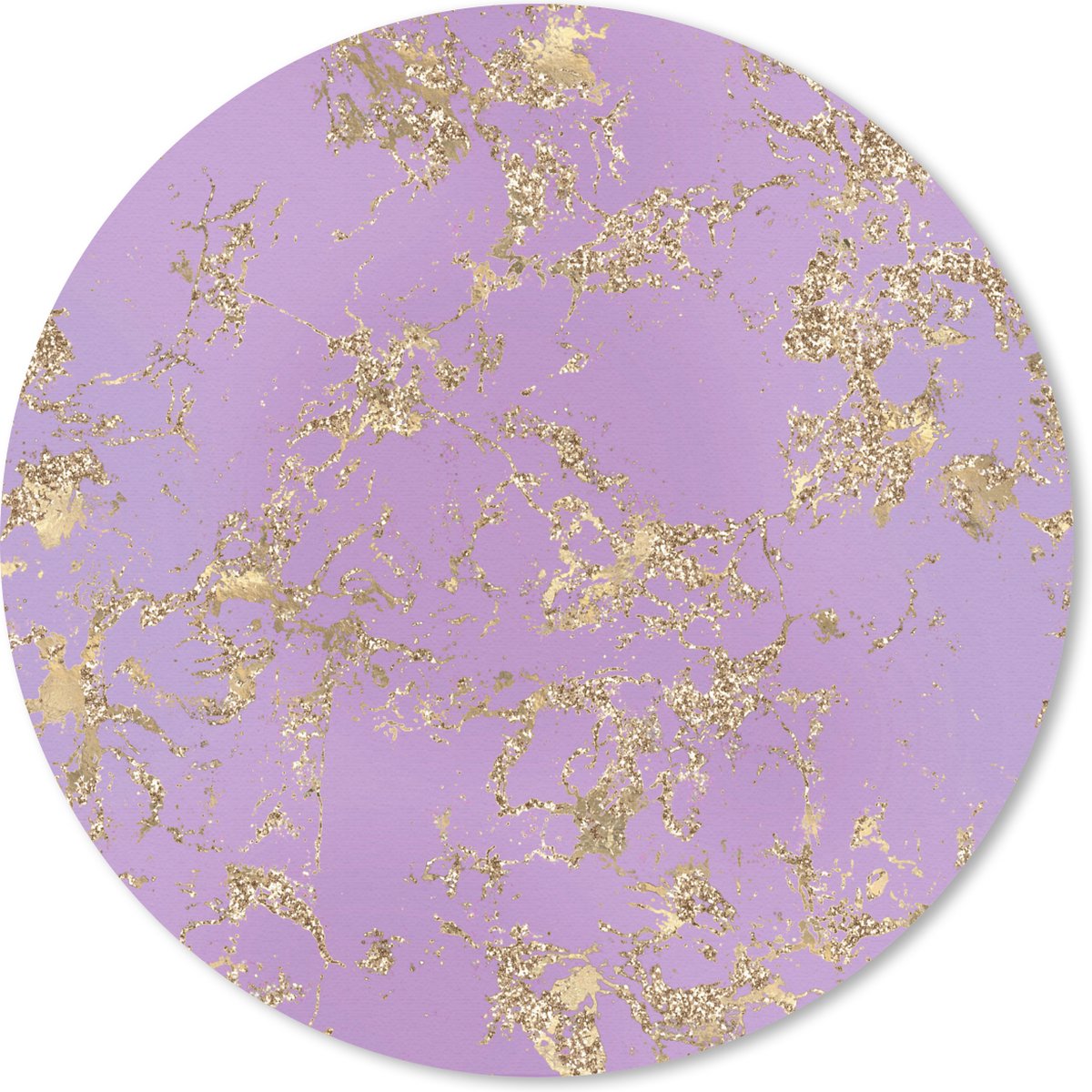 Muismat rond 20x20 cm - Mousepad Marmer - Paars - Goud - Ronde muismatten
