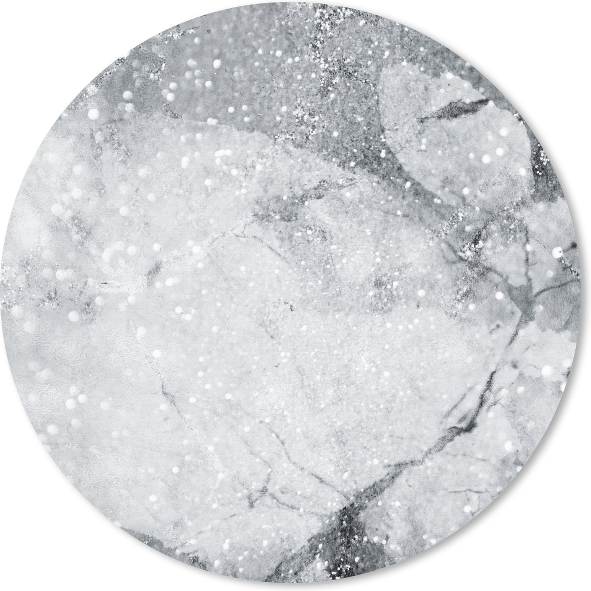 Muismat rond 40x40 cm - Mousepad Marmer - Glitter - Grijs - Ronde muismatten