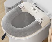 Wiwi Home Life - Badkamer accessoire - Toiletbril hoes - Toiletbrilhoes - WC bril cover - Toilet seat mat - Warme - Zachte - Cushion - Universeel compatibel - Strechable - Rekbaar - Herbruikbaar - Wasbaar - Washable and reusable - Grijs