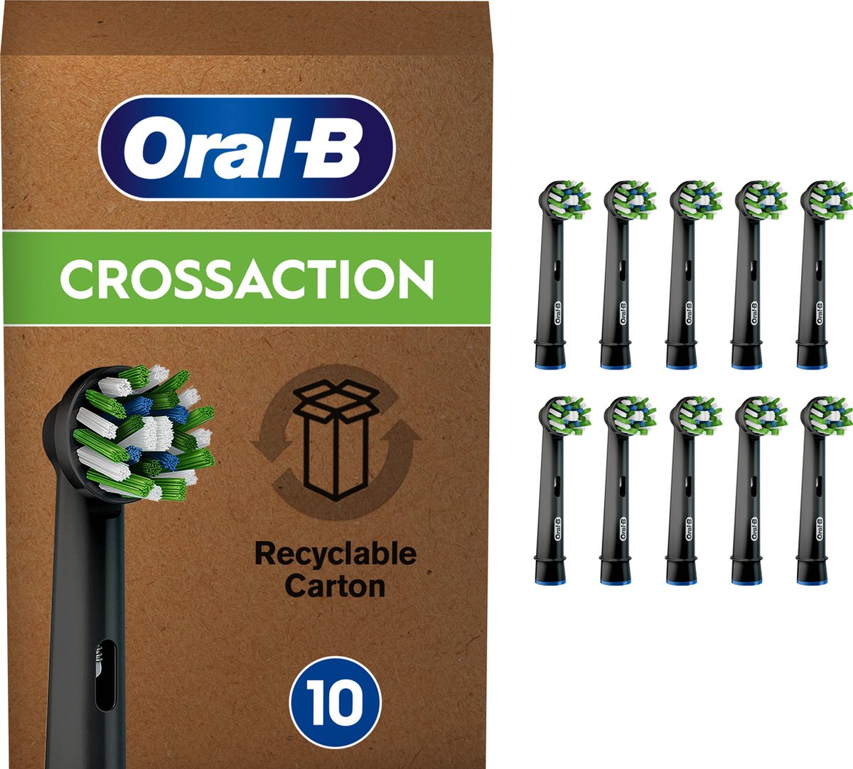 Oral-B CrossAction - Met CleanMaximiser-technologie - Opzetborstels - Zwart - 10 stuks - Oral B