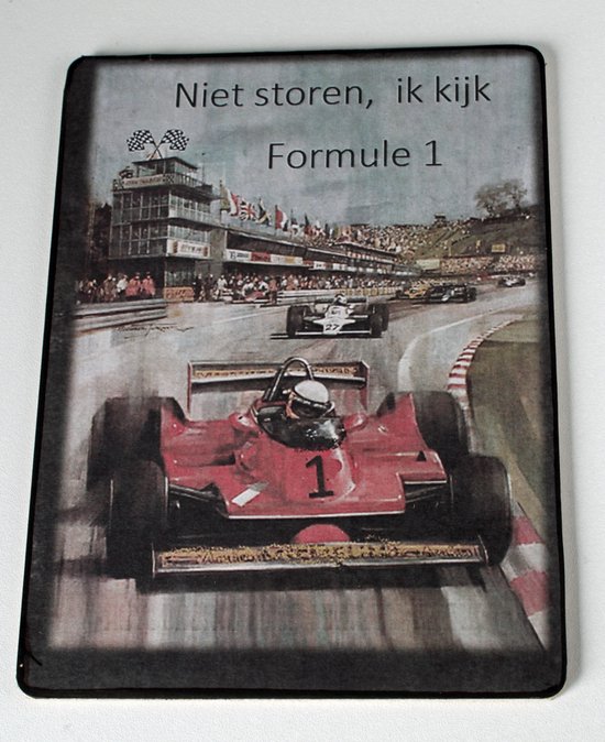 Nostalgisch tekstbord 'Niet storen, ik kijk Formule 1' - Formule 1 - cadeau verjaardag - cadeau man - cadeau Vaderdag - tekstbord